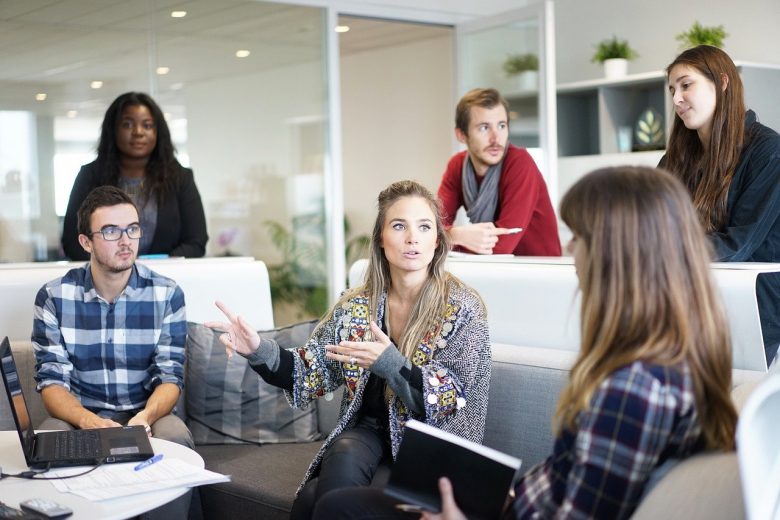 Meeting a Team at Workplace